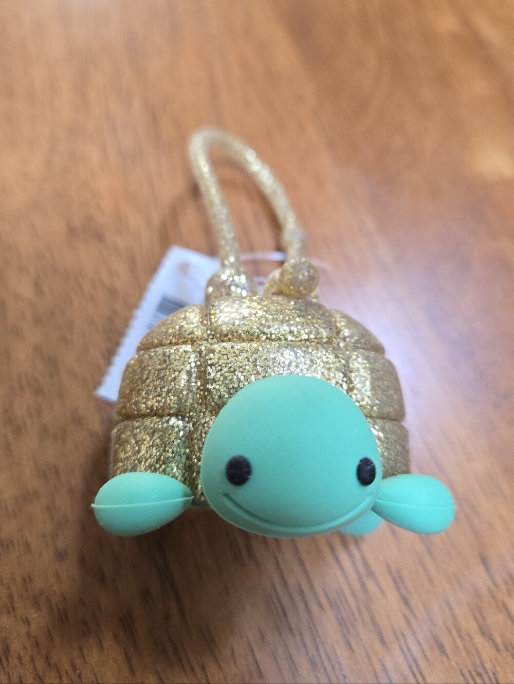 NWT BBW Gold Glitter Turtle Pocketbac Holder Keychain + 1 Free Hand Sanitizer
